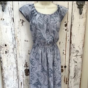 LC Lauren Conrad Blue and Gray Floral Dress